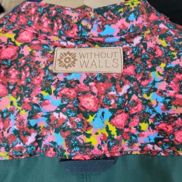 Without Walls Jacket Size Small Floral Snap Button Up Green - Picture 4 of 7